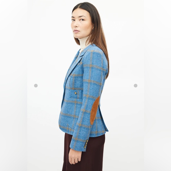 Smythe Patch Pocket Duchess Blazer in Blue Whiskey Check Women’s Size 6 - Picture 8 of 16